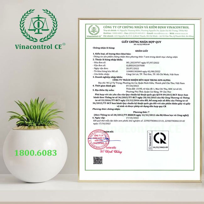 Chứng Nhận Hợp Quy Khăn Giấy Nhập Khẩu