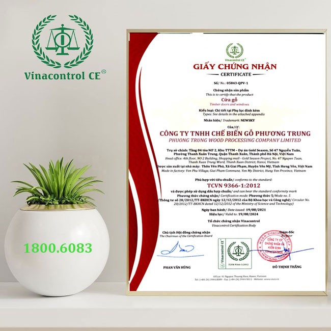 Giấy chứng nhận hợp chuẩn cửa gỗ
